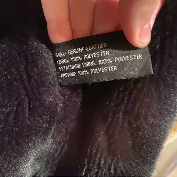 Black Leather Jacket with Fur Trim - Picture 5 of 7